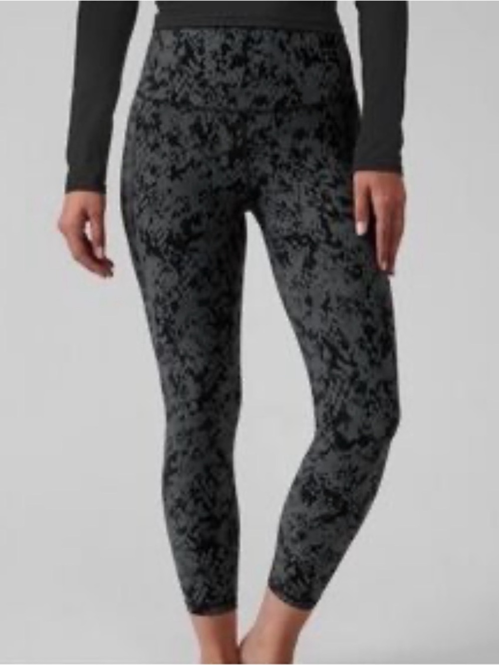 Athleta Black and Charcoal Printed High-Rise Leggings
